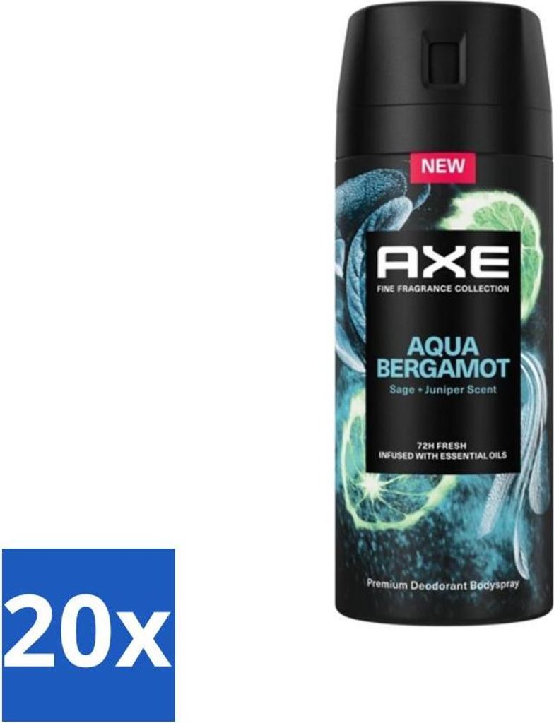 Axe Deodorant Body Spray Aqua Bergamotte 150 ml - Vorteilspack - 20 Stücke