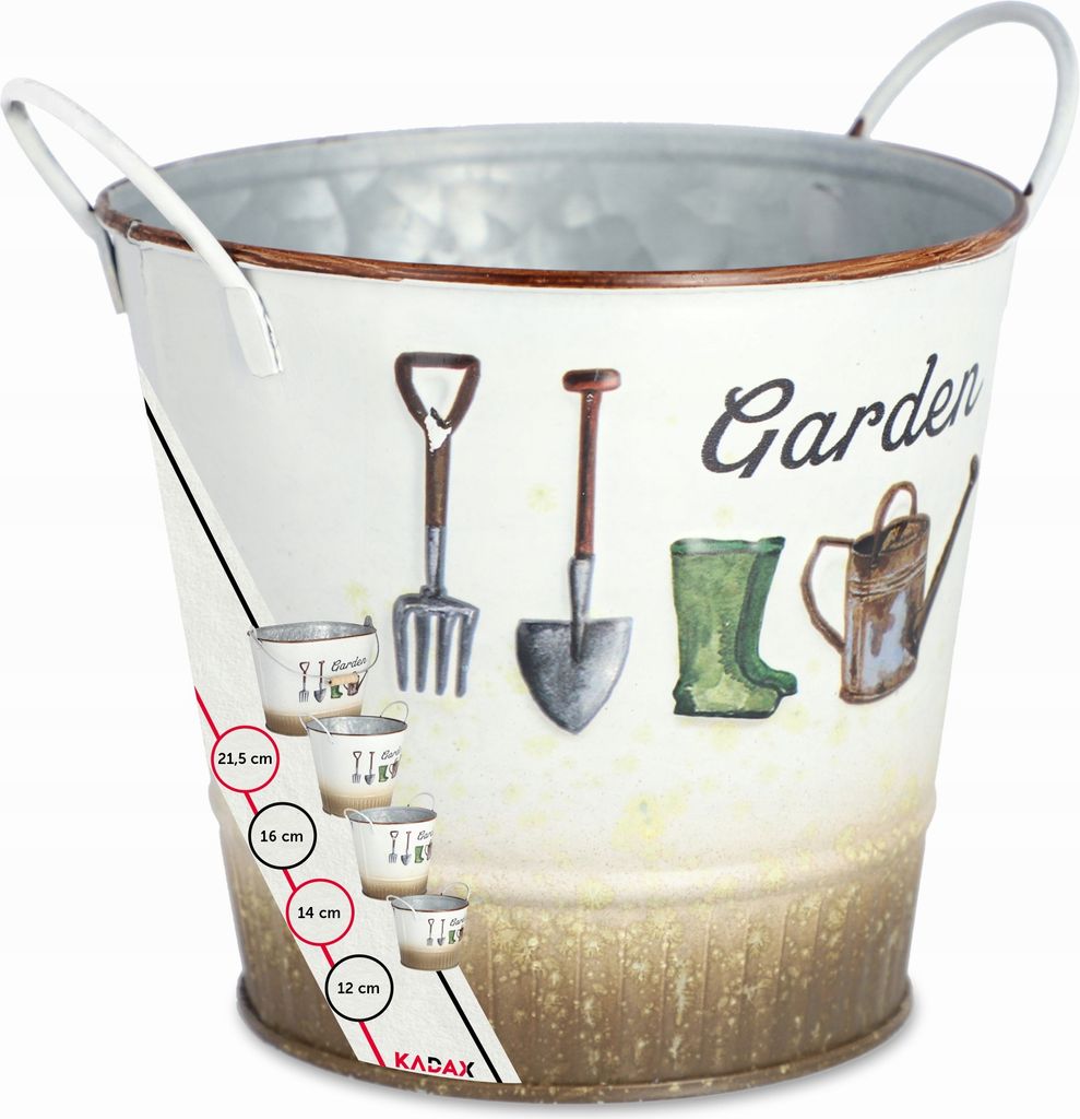 KADAX Blumentopf aus Metall 'Stanti", Topf für Orchideen, Blumenschale, Metallschutz, rund, 14 cm, Weiß und Braun
