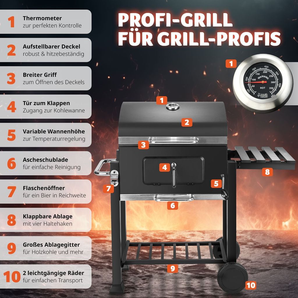 Holzkohlegrill Florian 115 x 65 x 107 cm Produktbild 4