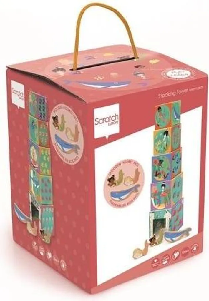Jeu de cubes à empiler Pyramide Océan - Premier âge en carton résistant