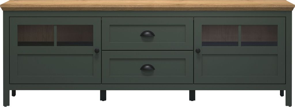 trendteam Stanton Buffet TV vert sapin/évoqué chêne, L/H/P Image du produit 