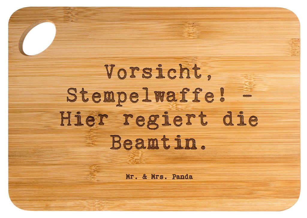 Mr. & Mrs. Panda Hackbrett Spruch Beamtin Stempelwaffe - Transparent - Geschenk, Holzbrett, Frühstücksbrettchen, Beruf, Holzbrettchen, Humor, Ver...