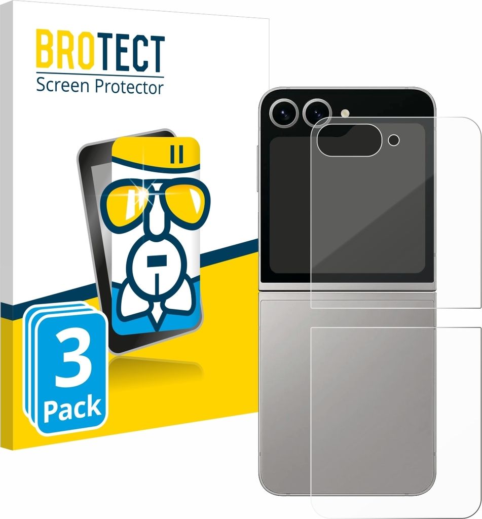 3x BROTECT Schutzglas für Samsung Galaxy Z Flip 6 (Rückseite) Schutzfolie Panzer Folie Glas Display Schutz klar