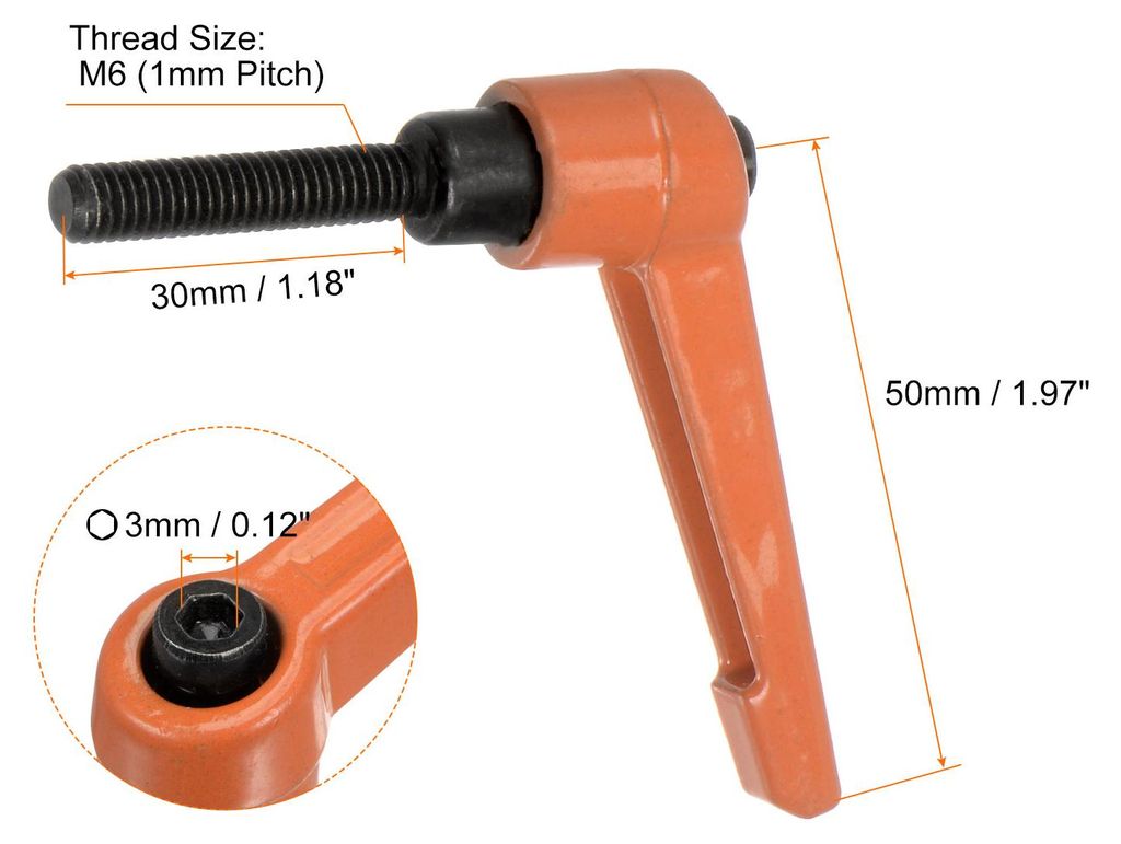 4 Stš¹ck Klemmhebel Griff M6 x 30mm Au?engewinde Schrauben Spritzbeschichter Kohlenstoffstahl Verstellbare Handgriffe Spannhebel Befestigung fš...