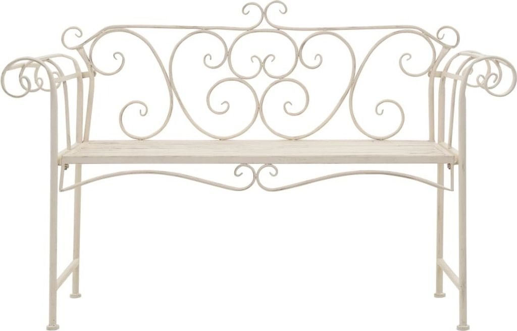 Hochwertige Gartenbank 132 cm Metall Antik Weiß, Gartenbänke DE45159