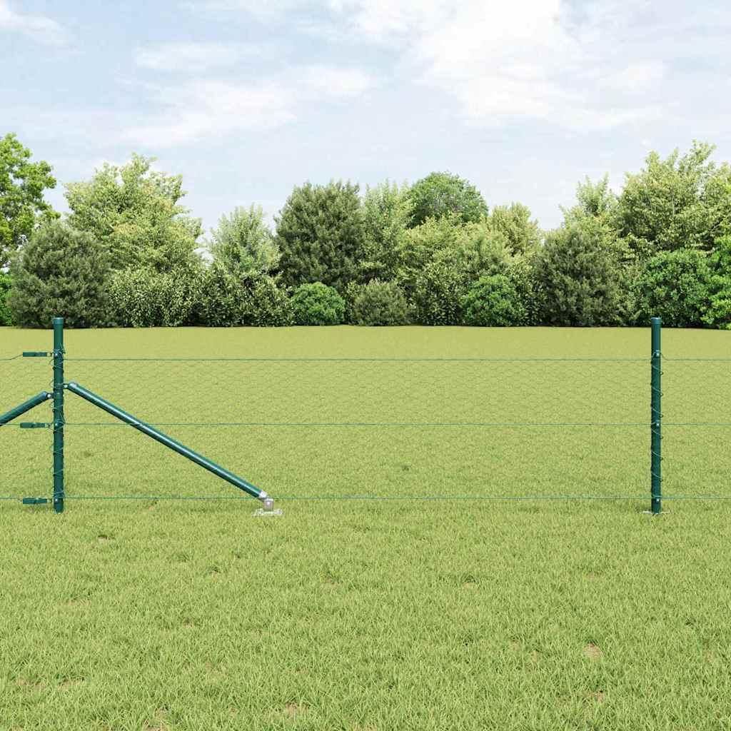 Zaun mit Pfosten Grün 0,4 x 25 m PVC-beschichteter Stahl