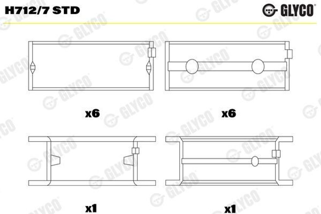 GLYCO Kurbelwellenlager H712/7 STD passend für MERCEDES-BENZ T2/L Kasten/Kombi 2,477mm