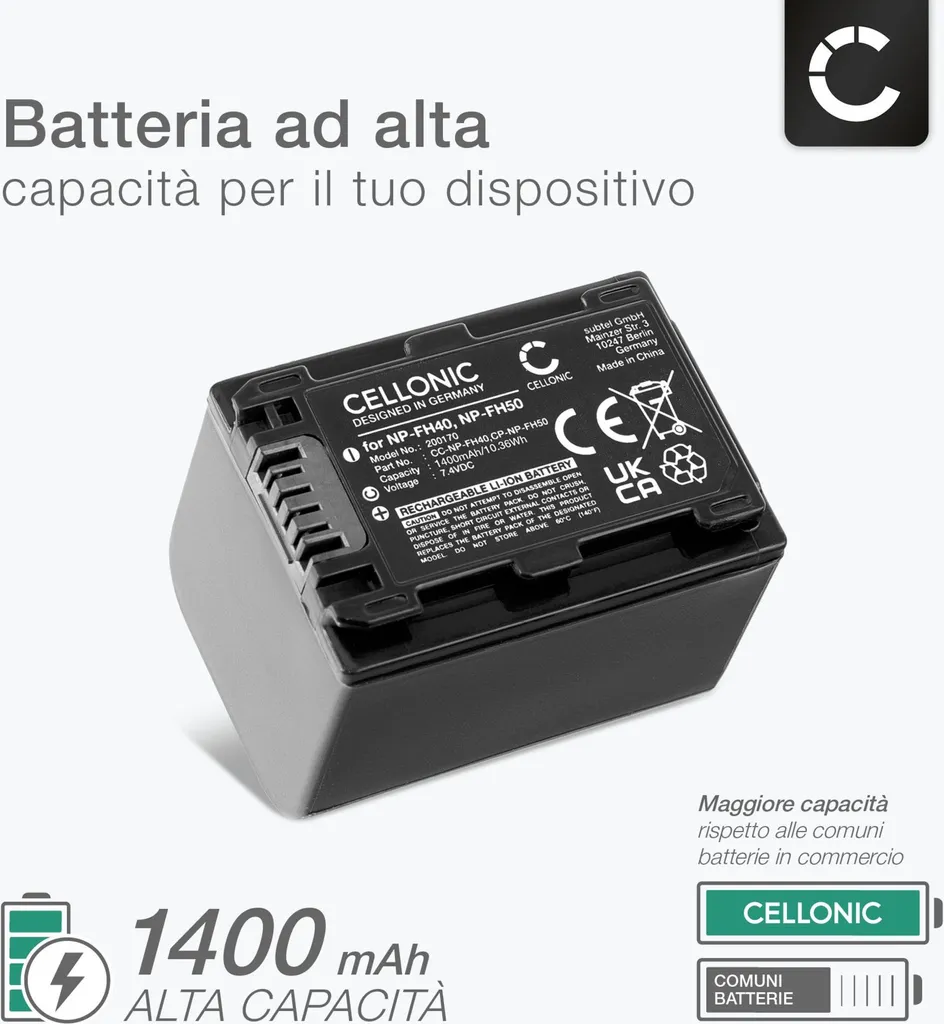 Kit 2 Batterie Viaggio CELLONIC per Sony NP-FH50 NP-FH40 1400mAh - 2