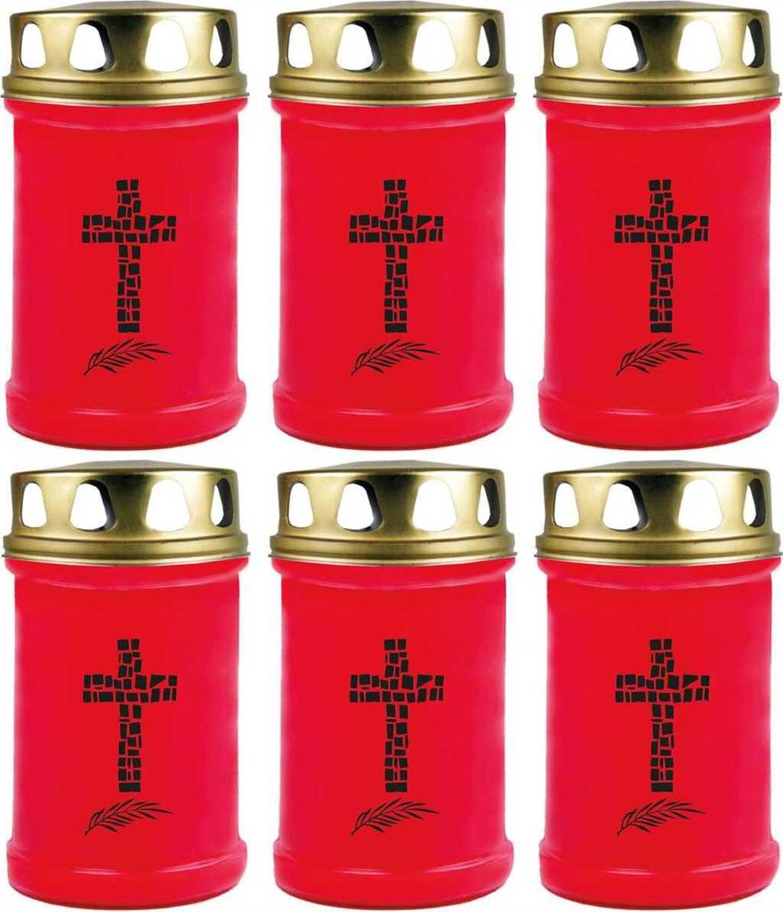 Grabkerze Rot 6er Pack, Brenndauer: 48 Stunden ( je Kerze Produktbild 