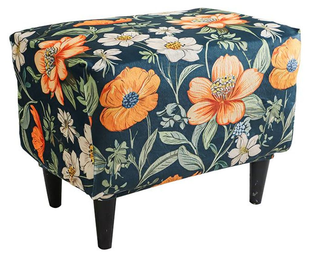 Bezug für Fußbank/Pouf mit orangefarbenem Blumenmuster