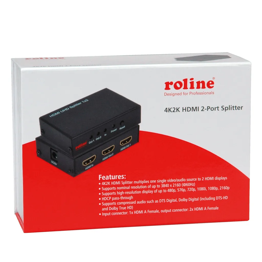 Splitter Vidéo HDMI 4K ROLINE - Solution pour Connecter 2 Écrans UHD
