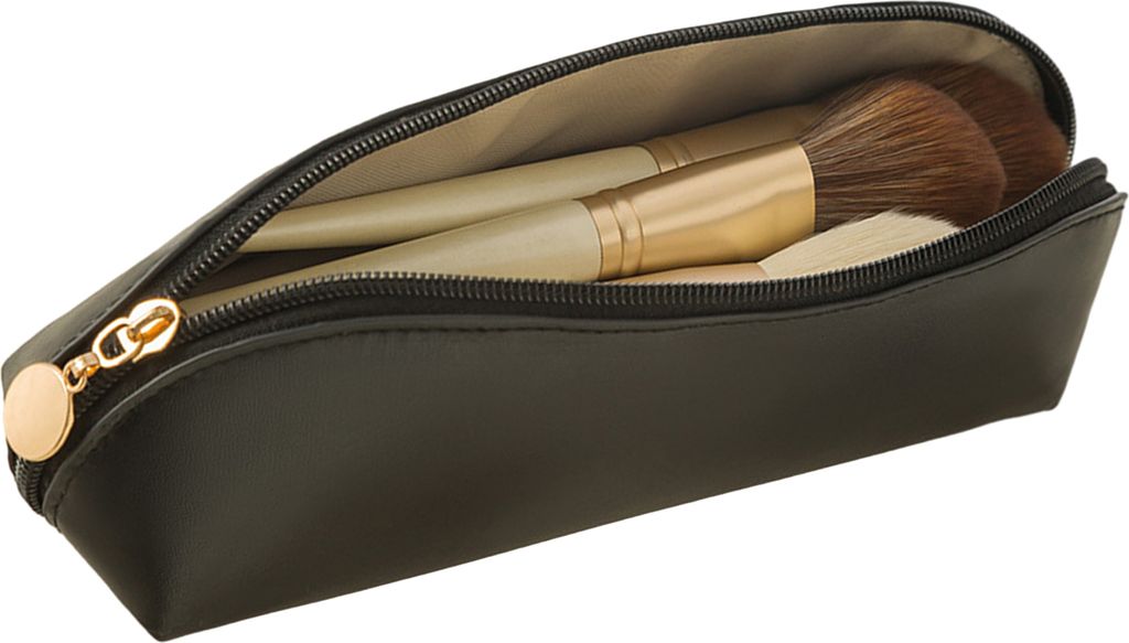 Reise-Make-up-Pinselhalter, einfarbig, Bleistift-/Schreintasche, Reißverschluss, Aufbewahrungstasche für Kosmetikpinsel aus Kunstleder, tragbarer...