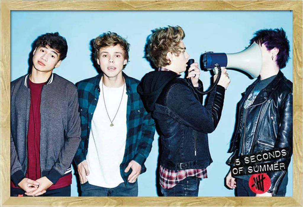 Poster 5SOS Megafono + Cornice Rimovibile Shinsuke® MDF Faggio 61x91