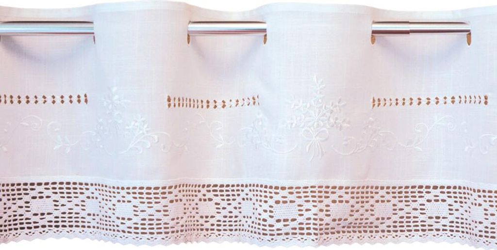 Scheiben-Gardinen Landhaus-Stil weiß Spitze 30 x 150 cm Produktbild 