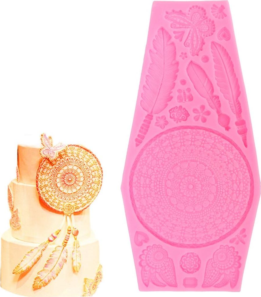 DIY Silikonform mit Feder-Schmetterlings-Textur für Kuchen, Fondant, Kekse und Schokolade, Dekorations- und Backwerkzeug, Rosa