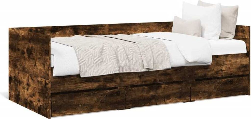 Design Tagesbett mit Schubladen Räuchereiche 75x190 cm Holzwerkstoff, Klassische Betten 2024 Neu