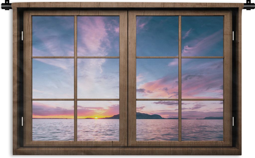 MuchoWow Wandteppich Wandbehang Aussicht - Meer - Berge 60x40 cm Tapisserie Dekoration Wandtuch - Wanddekorationen