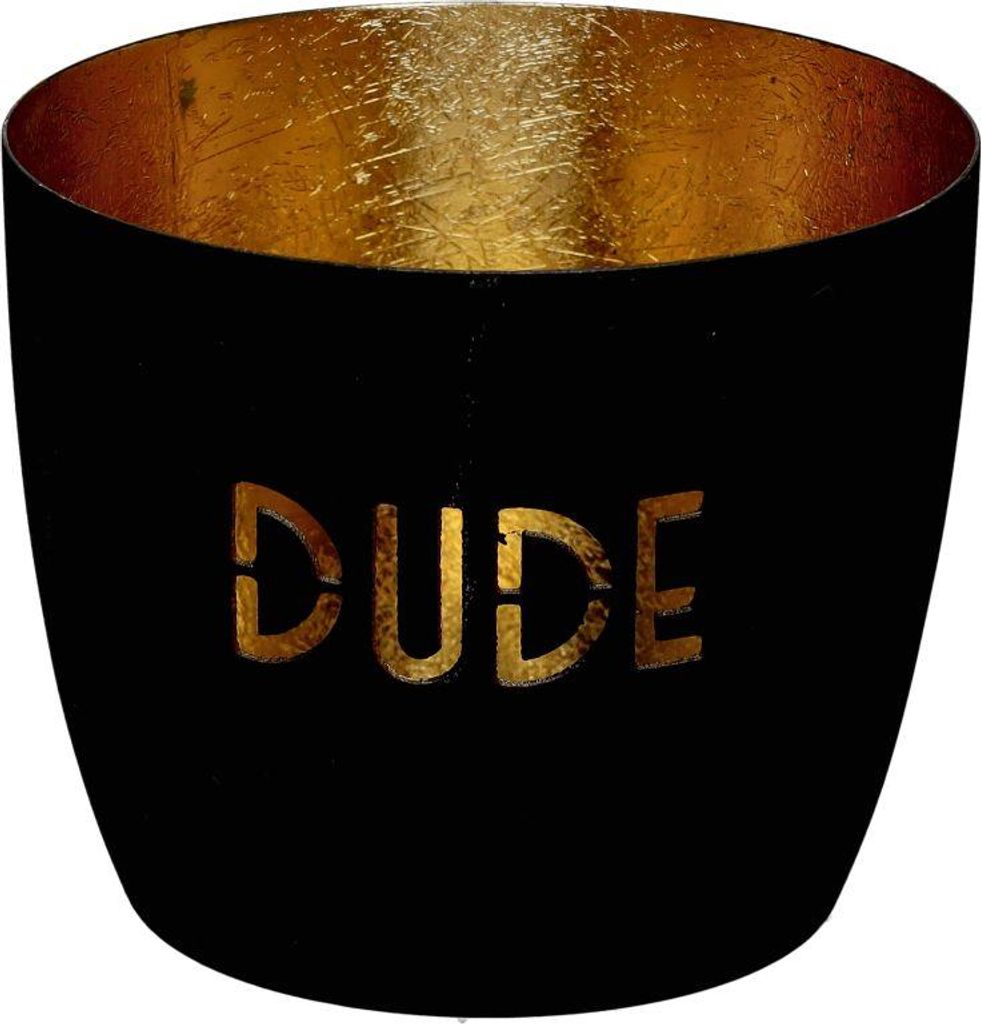 Gift Company Madras Windlicht M Dude schwarz/gold 8,5cm