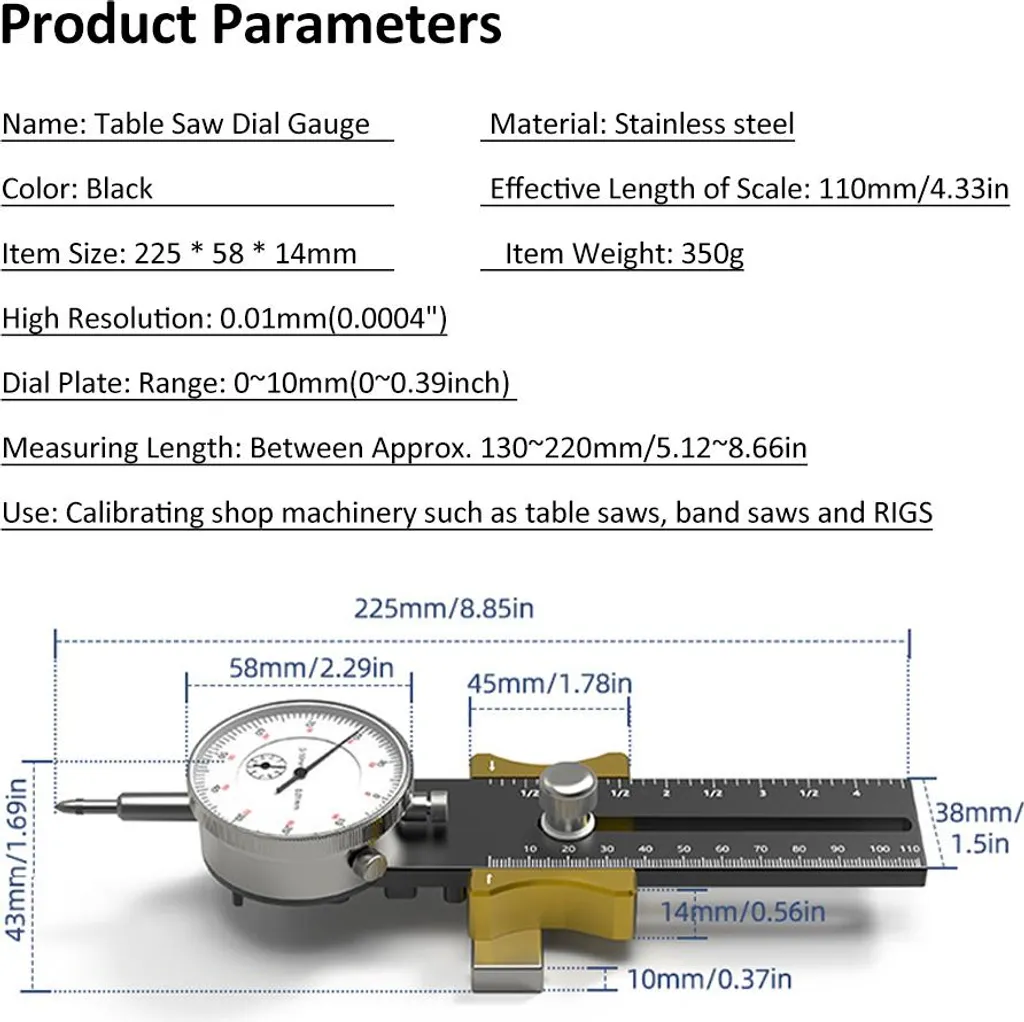 Compteur pour scies circulaires à table réglable 130-220mm précision
