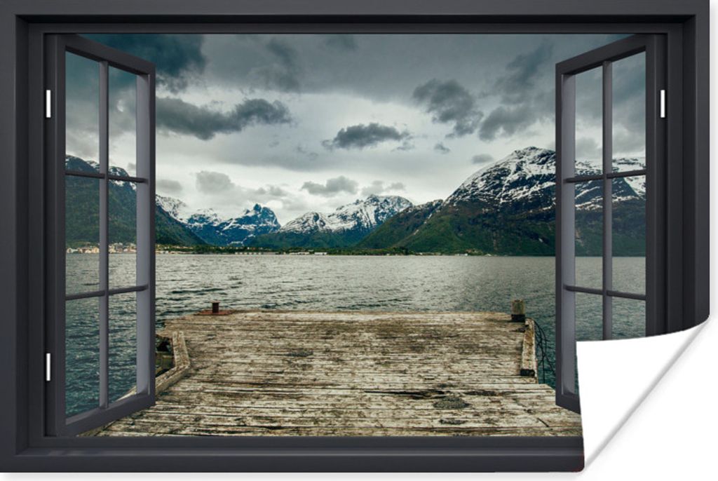 MuchoWow Poster Aussicht - Berg - See 180x120 cm - Fotoplakat