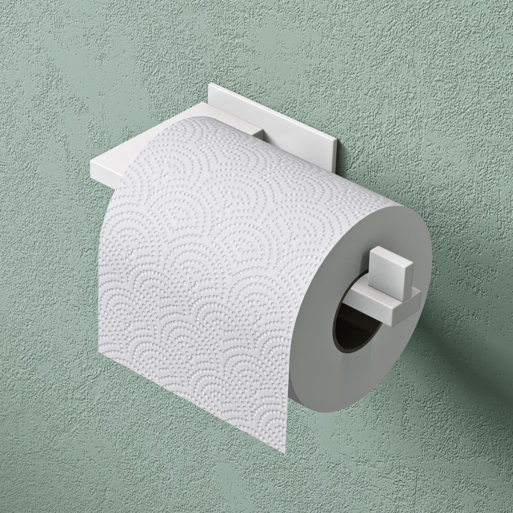 Mai & Mai Toilettenpapierhalter Klopapierhalter WC aus Edelstahl, Toilettenpapier Halterung Rollenhalter Matt weiß 185mm Lino-03