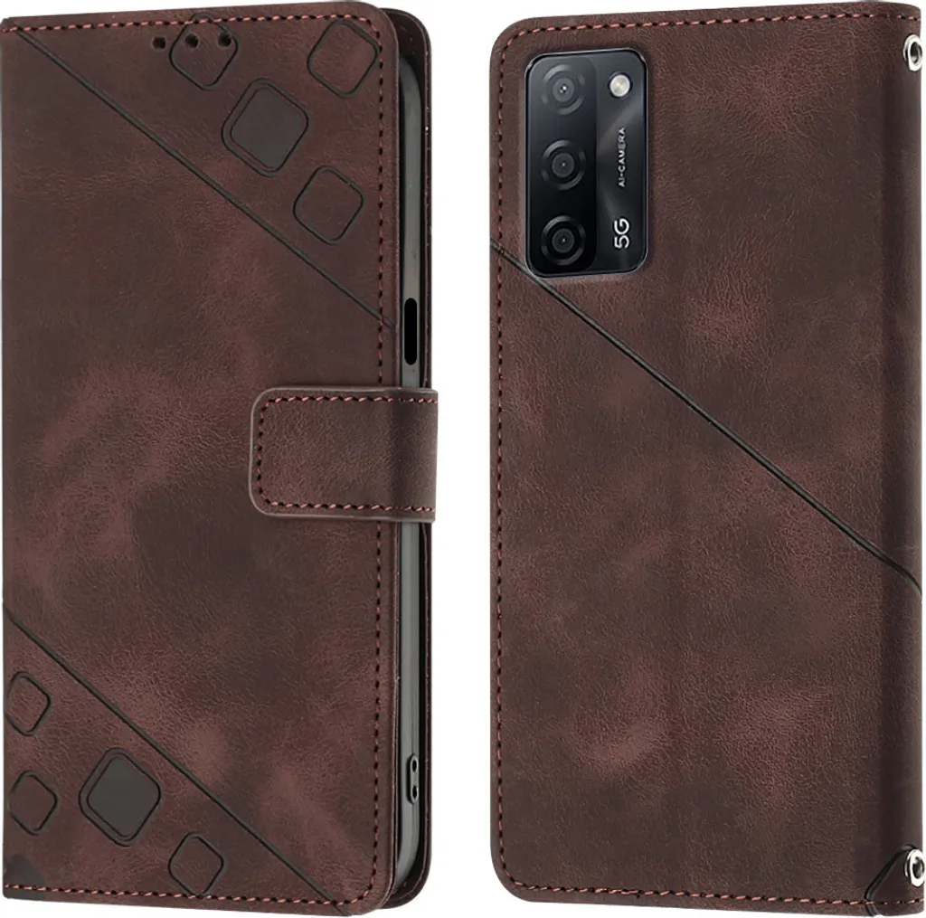 Custodia Portafoglio OPPO A55 A16 A54S | Pelle Goffrata Marrone
