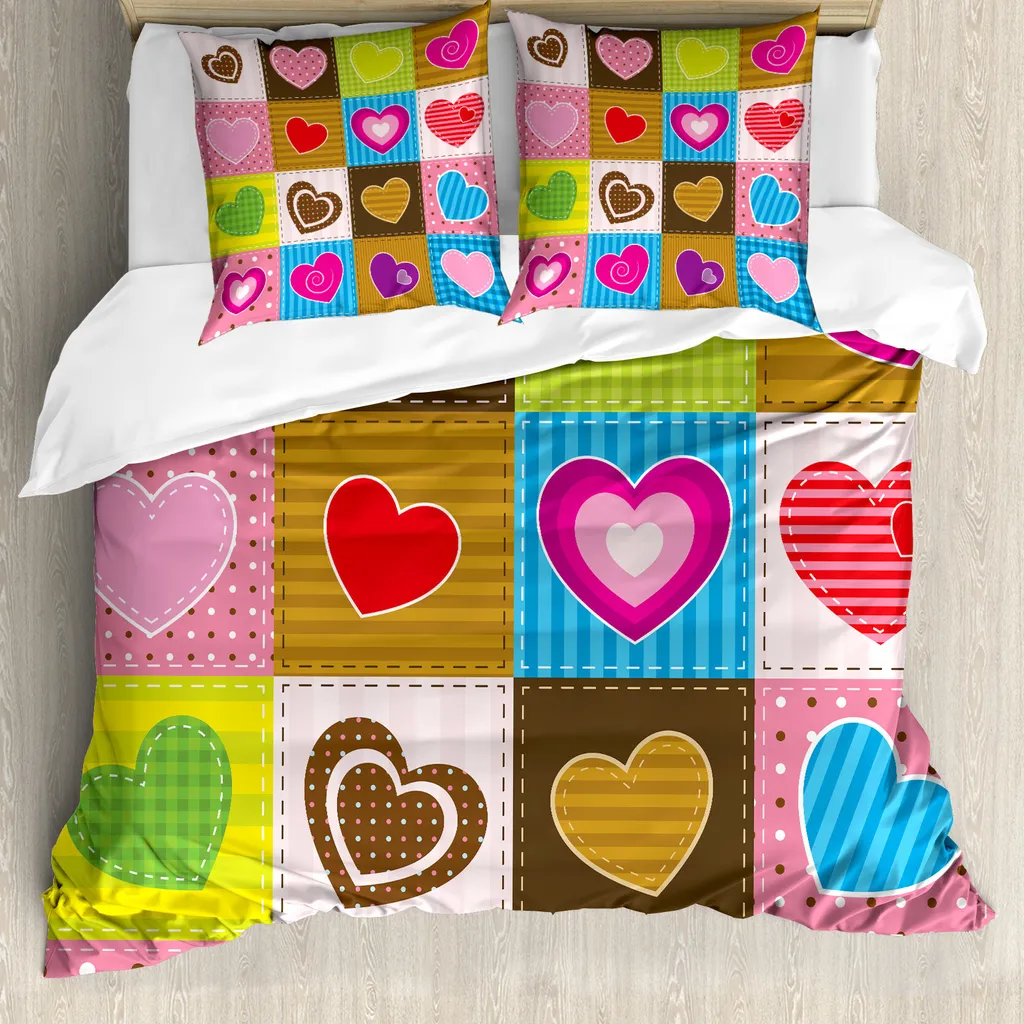 Copripiumino ABAKUHAUS Land Patchwork Cuori Antiacaro 200x200 cm