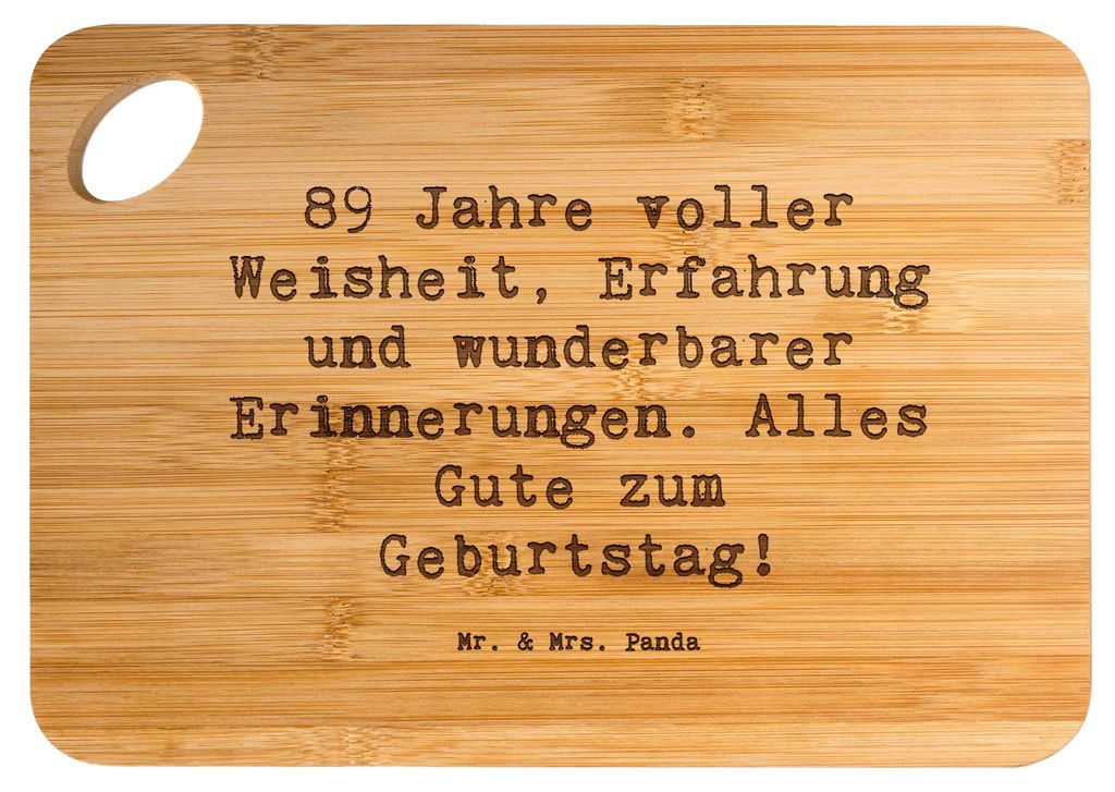 Mr. & Mrs. Panda Frühstücksbrett Spruch 89. Geburtstag - Transparent - Geschenk, holzschneidebrett, 89 Jahre Weisheit, Geschenkideen, Happy Birth...