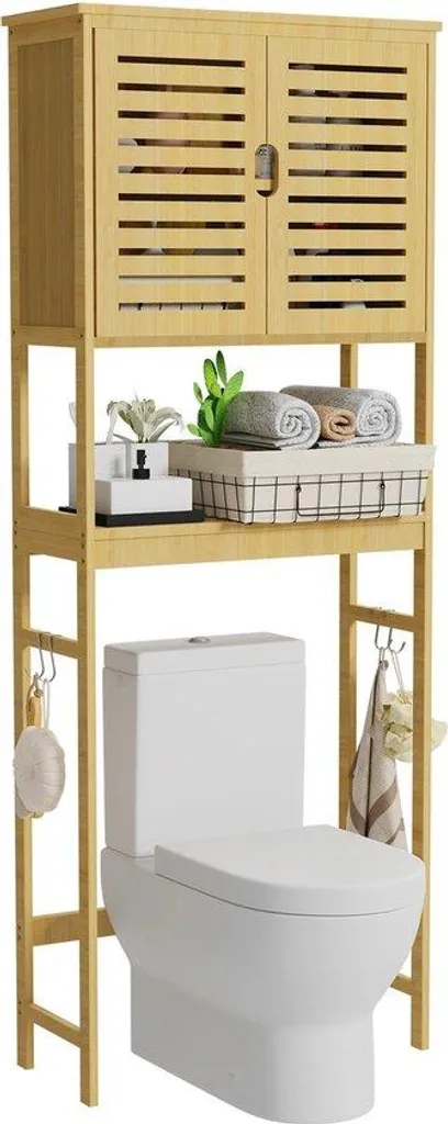 Étagère de salle de bains en bambou sur pied 99x32 cm robuste