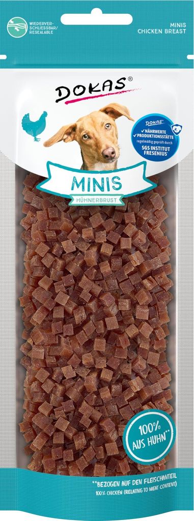 DOKAS Minis, getreidefreier Snack für Hunde, ideal für Training, 9 x 70g