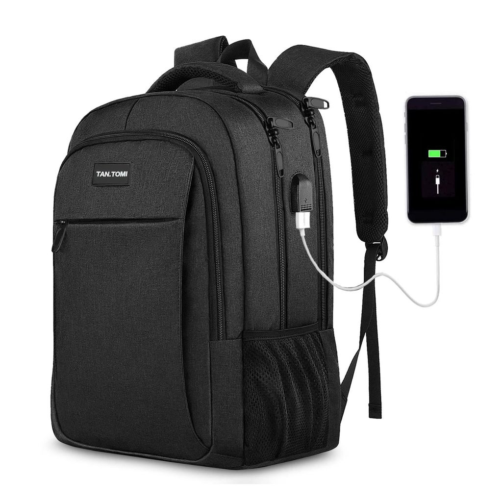 Rucksack Laptop-Rucksack Herren mit USB-Ladebuchse Große Kapazität Casual Rucksack für 15,6" Laptop