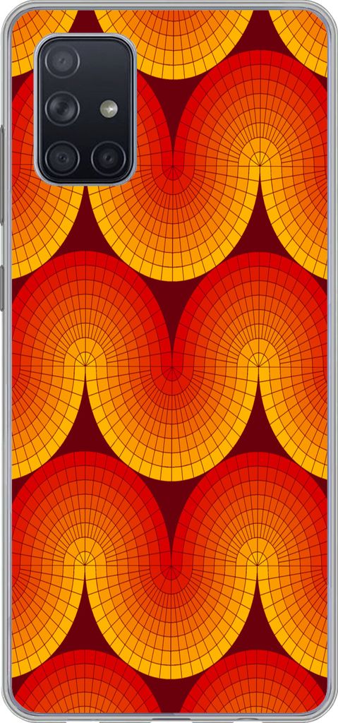 MuchoWow Handyhülle Schutzhülle Hülle für Telefoonhoesje Samsung Galaxy A51 5G Design - Retro - Rot - Abstrakt Silikon Softcase Handy Hülle ...