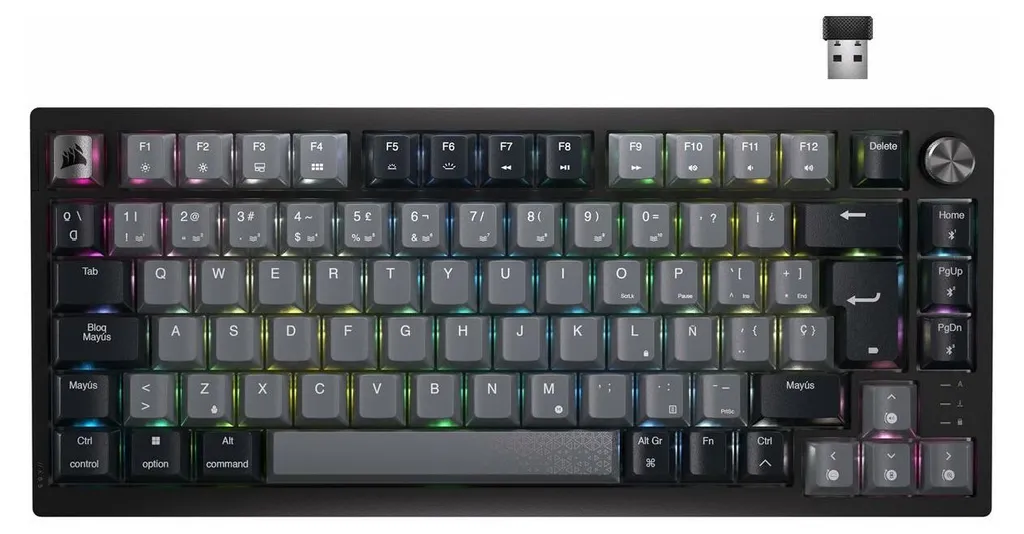 Clavier Mécanique Corsair K65 Plus Noir Sans Fil en Layout Espagnol