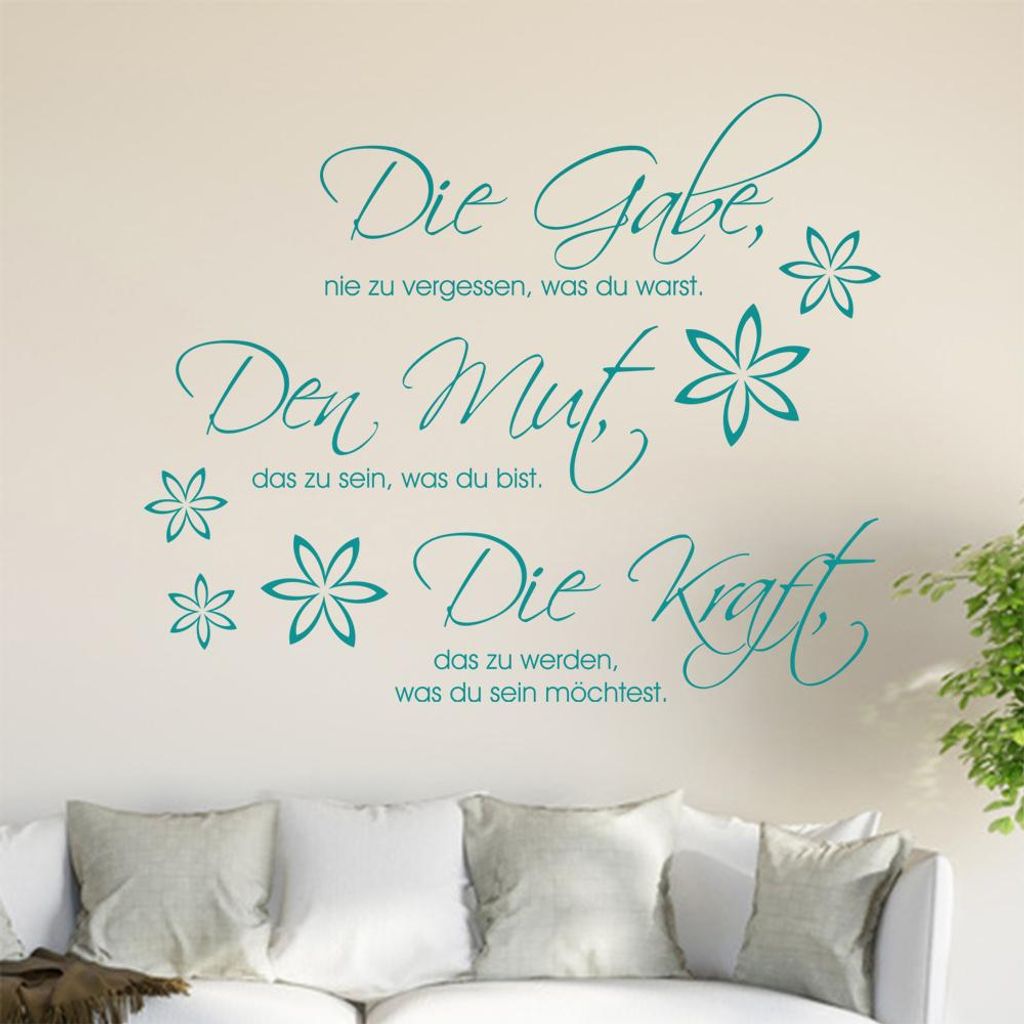 Die Gabe nie zu ... Wandtattoo in 6 Größen - Wandaufkleber Wall Sticker - Dekoration, Küche, Wohnzimmer, Schlafzimmer, Badezimmer