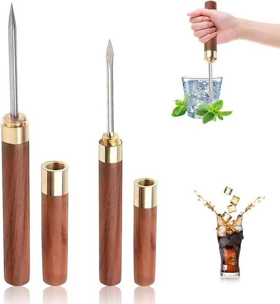 Cuillères à Glace pour Pique-nique et Camping en Acier Inox et Bois - x2