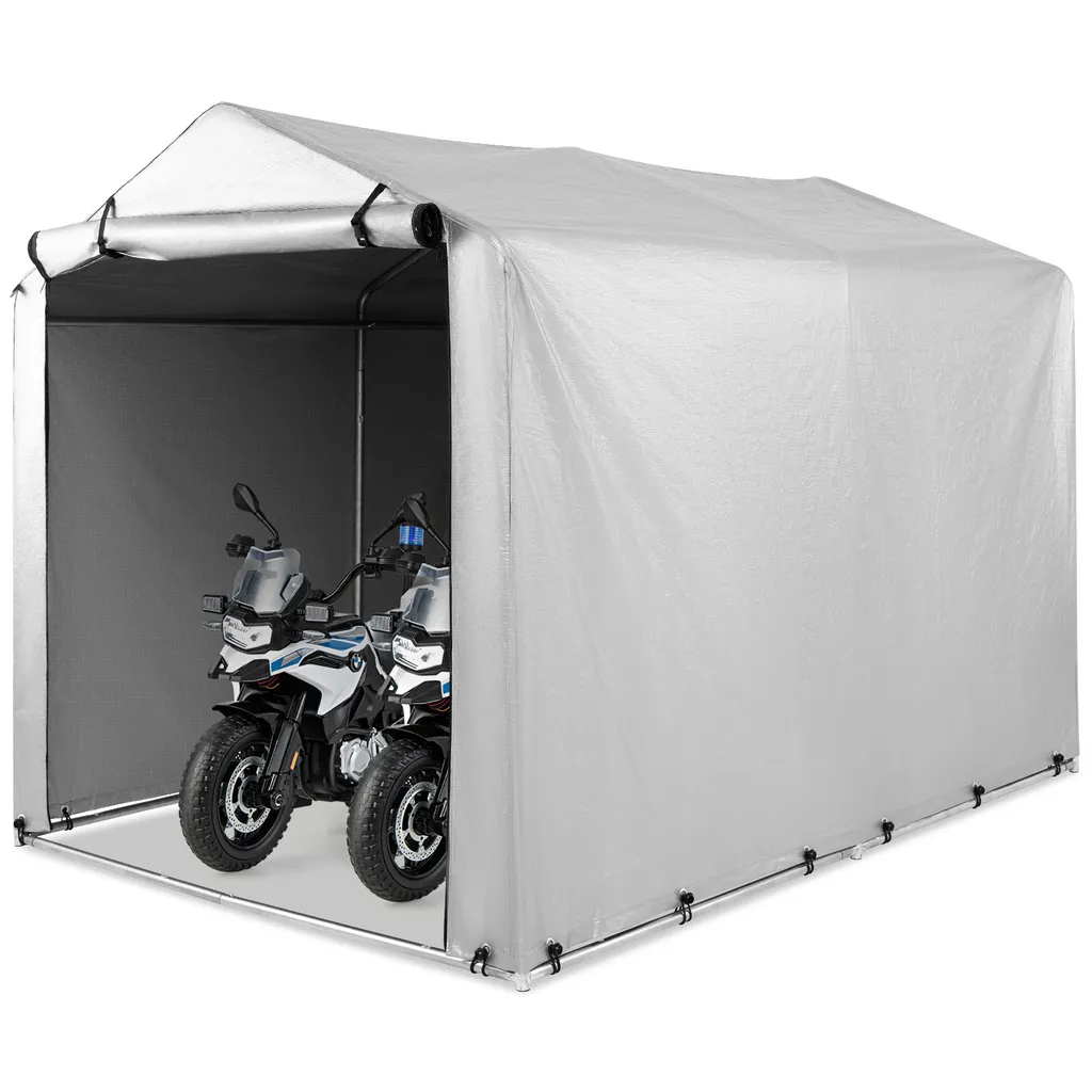 Tente de garage étanche 160x218 cm avec porte zippée et cadre métal