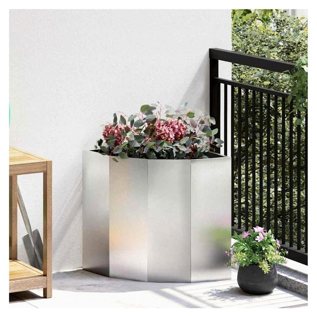 Eckpflanzer aus Edelstahl 45 x 45 x 50 cm für Balkon, Garten und Terrasse