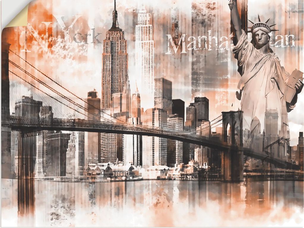 ARTland Wandbild, selbstklebend New York Skyline Collage V Größe: 80x60 cm