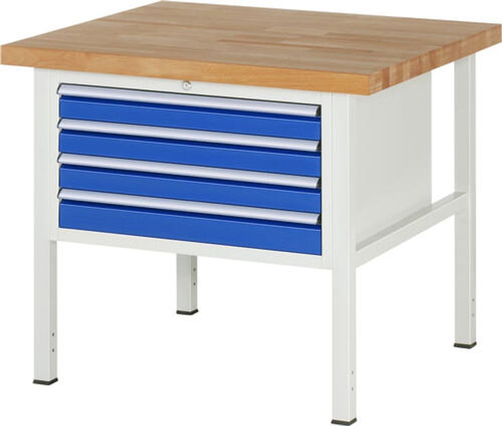 Werkbank mit 4 XL Schubladen - Teilauszug - 90:4 - 840 x 1.000 x 900 mm (HxBxT) - Traglast 1.250 kg - Buche