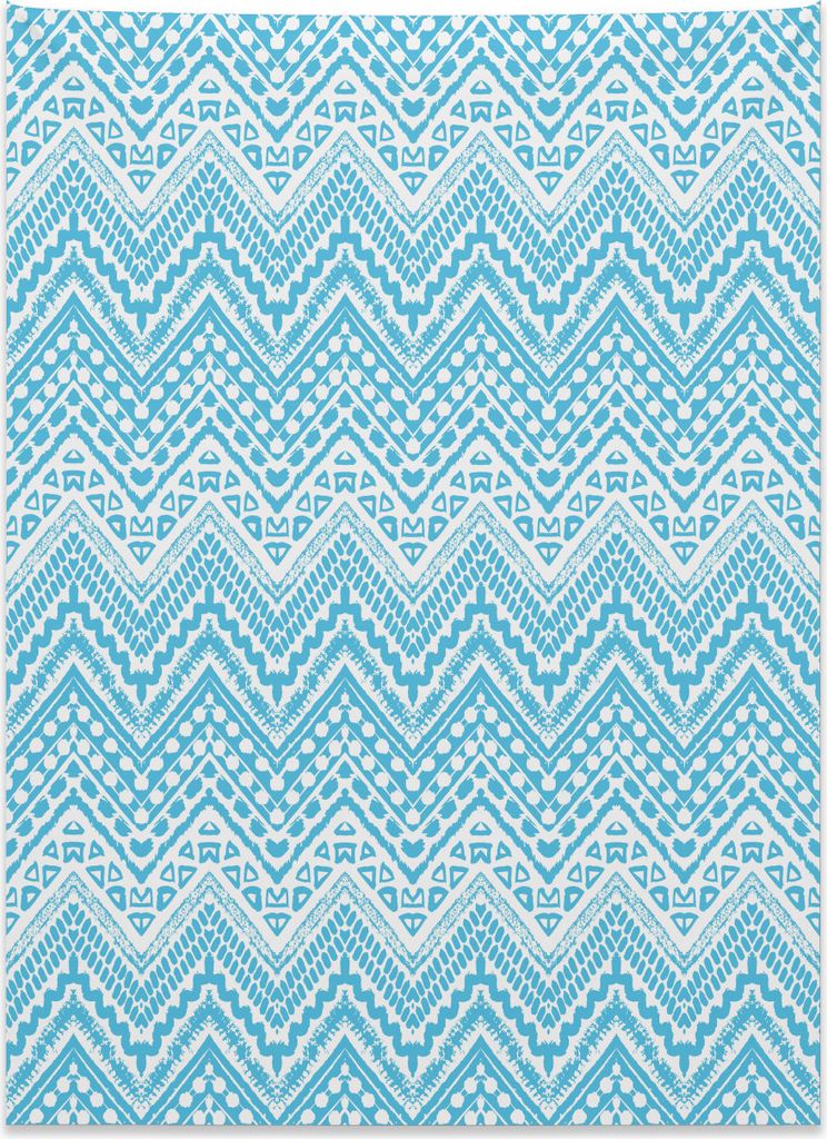 Abakuhaus Hellblau Wandteppich, Stammes-Chevron-Artwork aus Weiches Mikrofaser Stoff Kein Verblassen Klare Farben Waschbar, 110 x 150 cm, Hellblau ...
