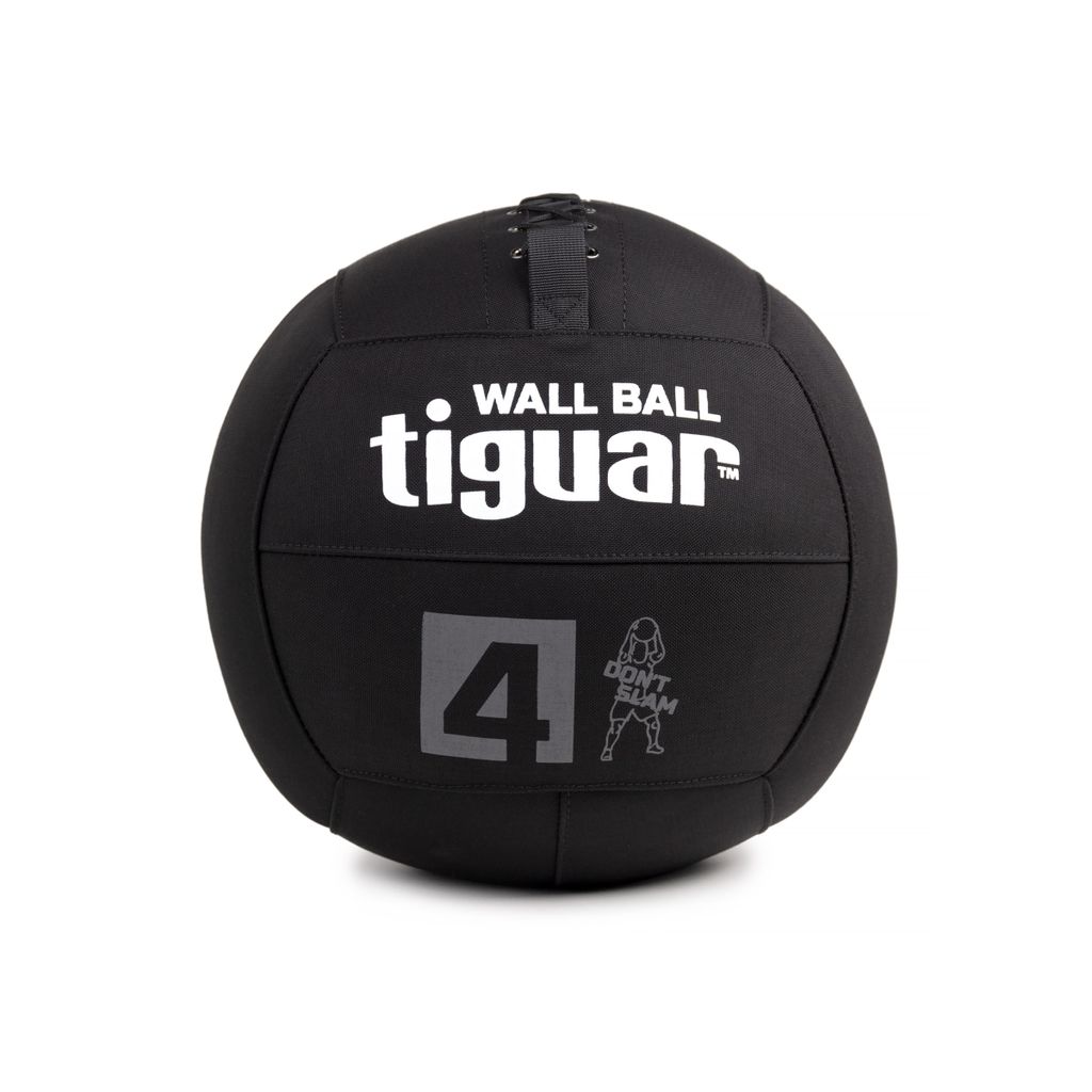 tiguar Wall Ball 4 kg Medizinball für Functional Training, Cross-Training, Rehabilitation, Durchmesser 32 cm, rutschfest, schwarz