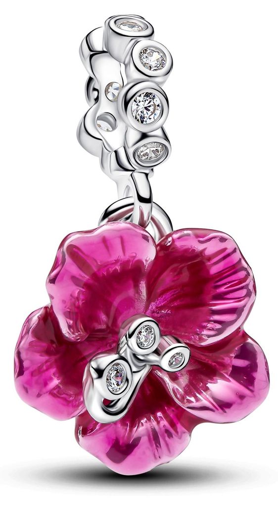 Pandora Charm-Anhänger Hibiskus Zirkonia Sterling-Silber Produktbild 