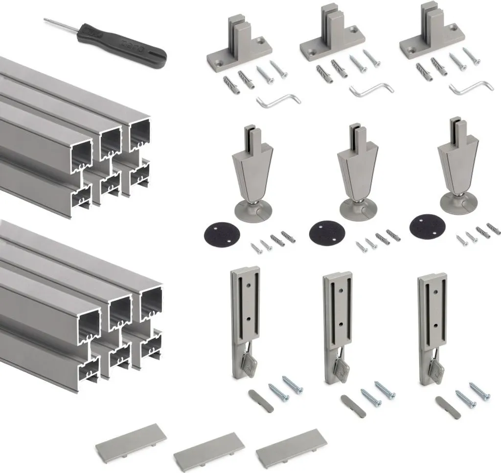 Lot de 3 Cadres Zero Gris Pierre - Fixation Murale/Sol - Aluminium Zamak
