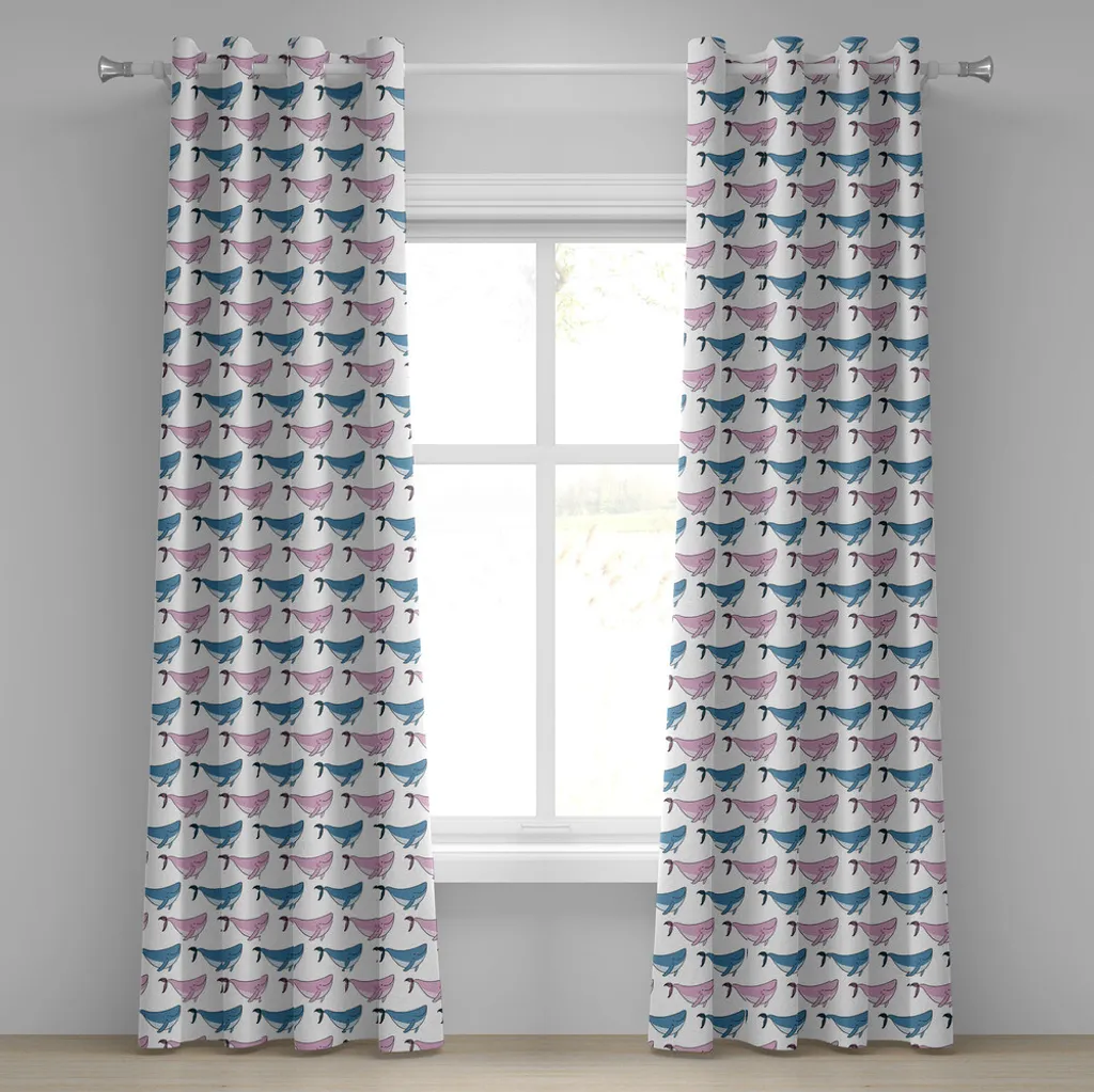 Rideaux décoratifs 2 panneaux motif animalier marin 280 x 225 cm