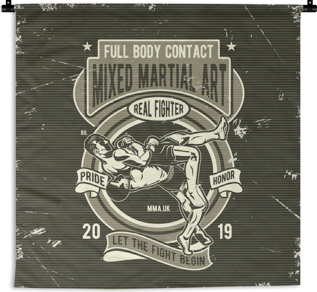 MuchoWow Wandteppich Wandbehang Mancave - Kampfsport - Sport - Vintage 60x60 cm Tapisserie Dekoration Wandtuch - Dekorationen - Wand Decke
