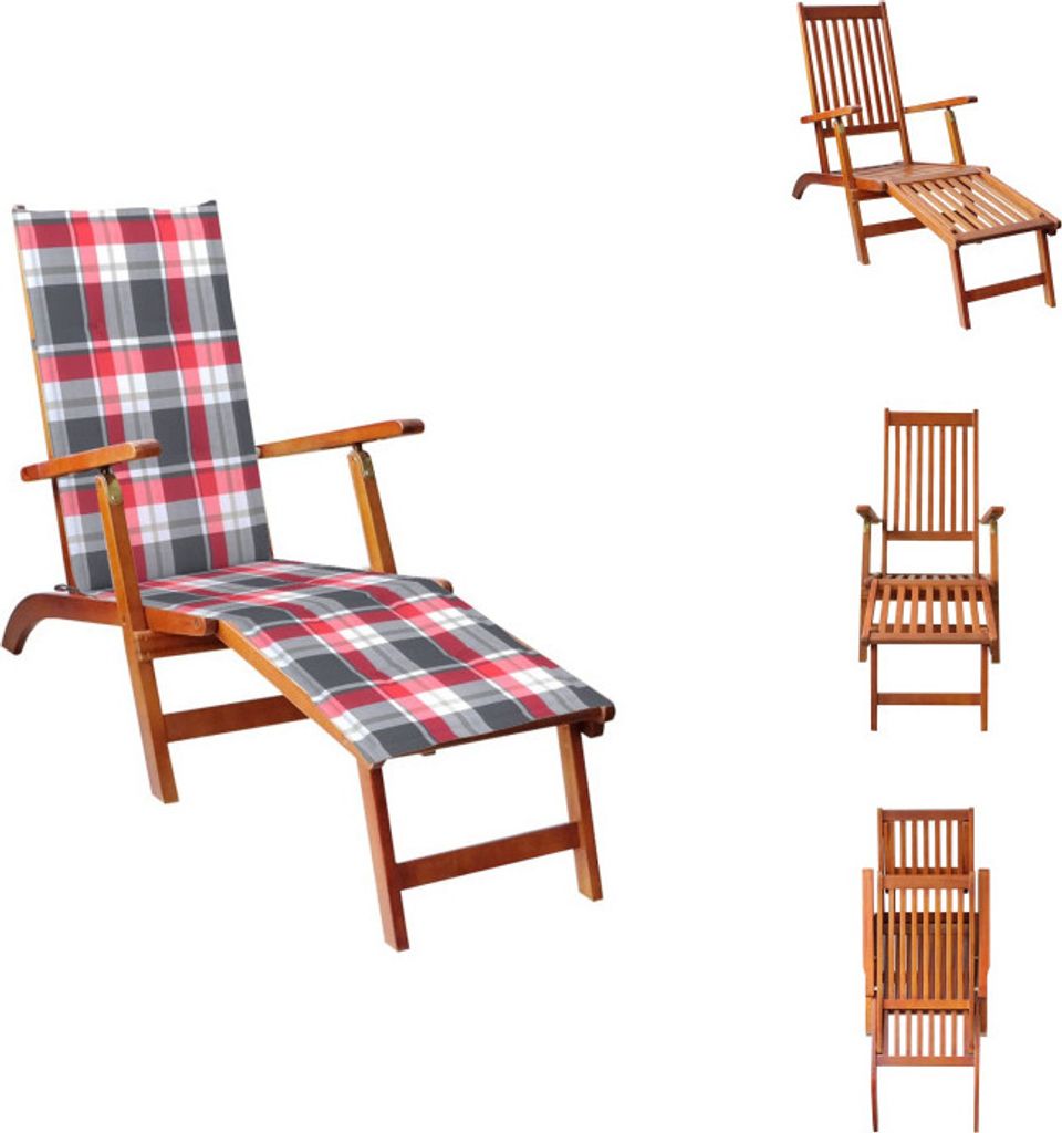 vidaXL Liegestuhl mit Fußstütze und Auflage Akazie Massivholz - Sonnenliegen