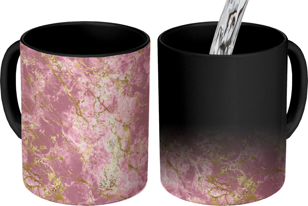 MuchoWow Zauber Tasse Zaubertasse Magic Gold - Marmor - Luxus - Design 350 ml Farbwechsel Becher Geschenk Geschenkidee - Magic-Tasse - Fototasse ...