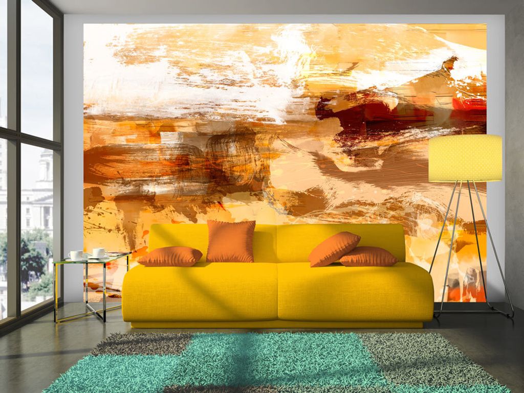 Vlies Fototapete Abstrakt 400x280 cm Tapeten Wandtapete XXL beige braun weiß 10110901-6