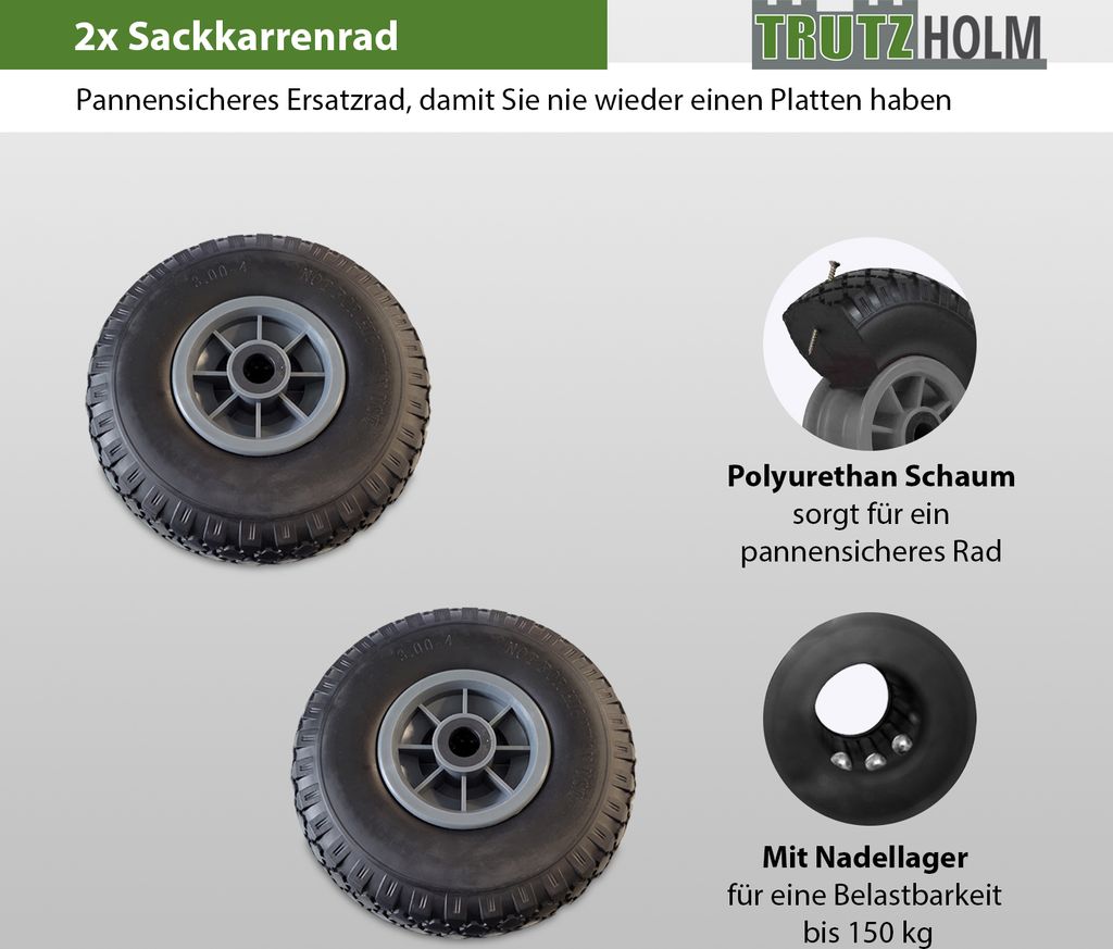 2x Sackkarrenrad Vollgummi 260x85 mm 3.00-4 Produktbild 2
