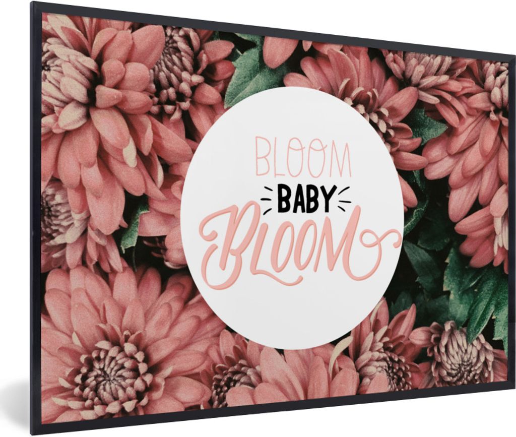 MuchoWow Gerahmtes Poster Bloom baby bloom" - Sprichwörter - Zitate 30x20 cm - Poster mit Schwarzem Bilderrahmen Wandposter Rahmen Foto Bilder -...